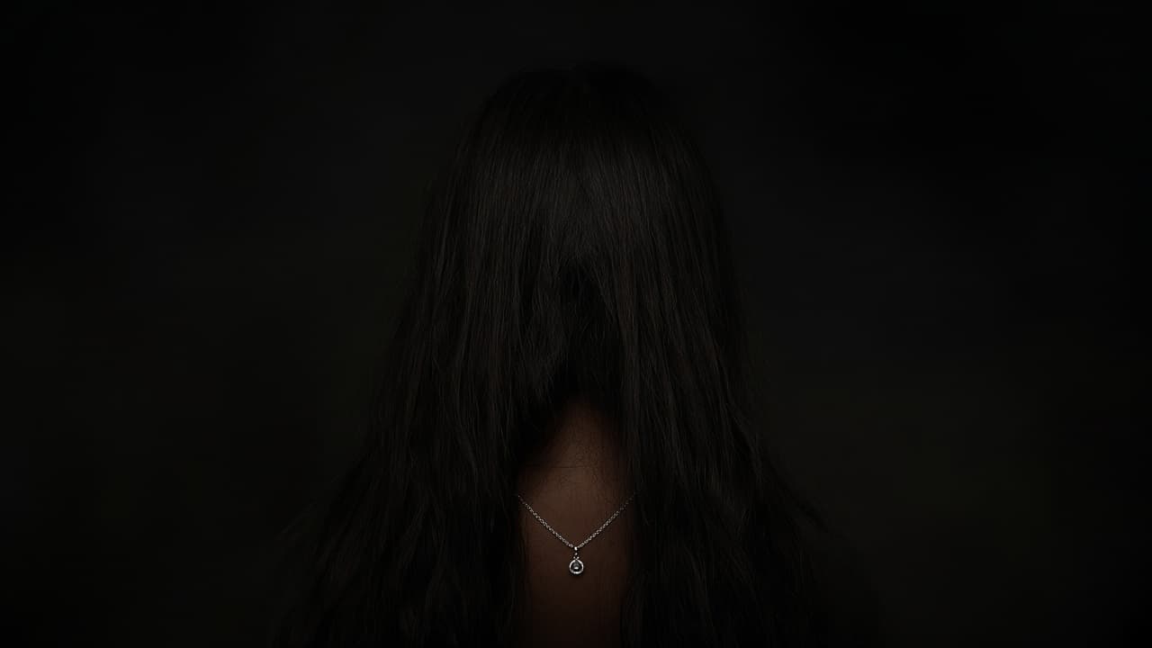 Nuque et collier d’argent dans une lumière sombre