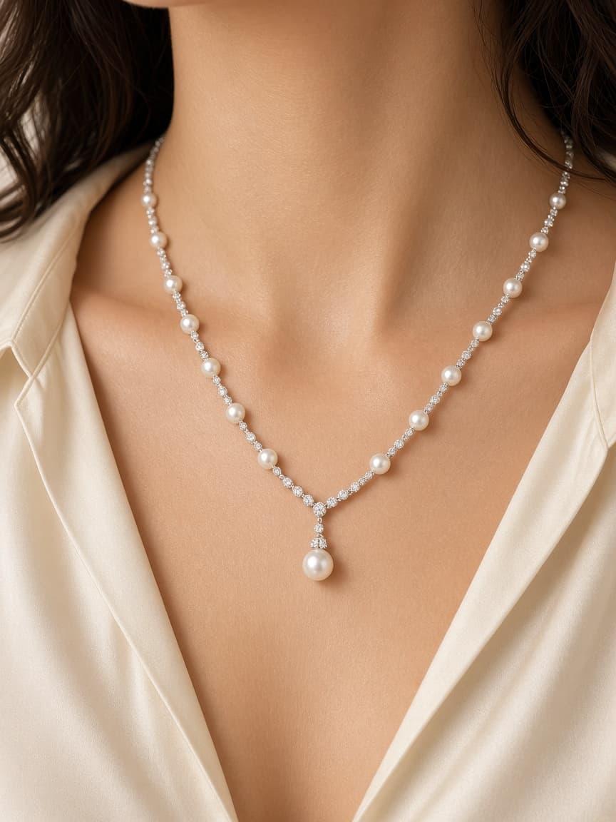 Collier de perles et de diamants